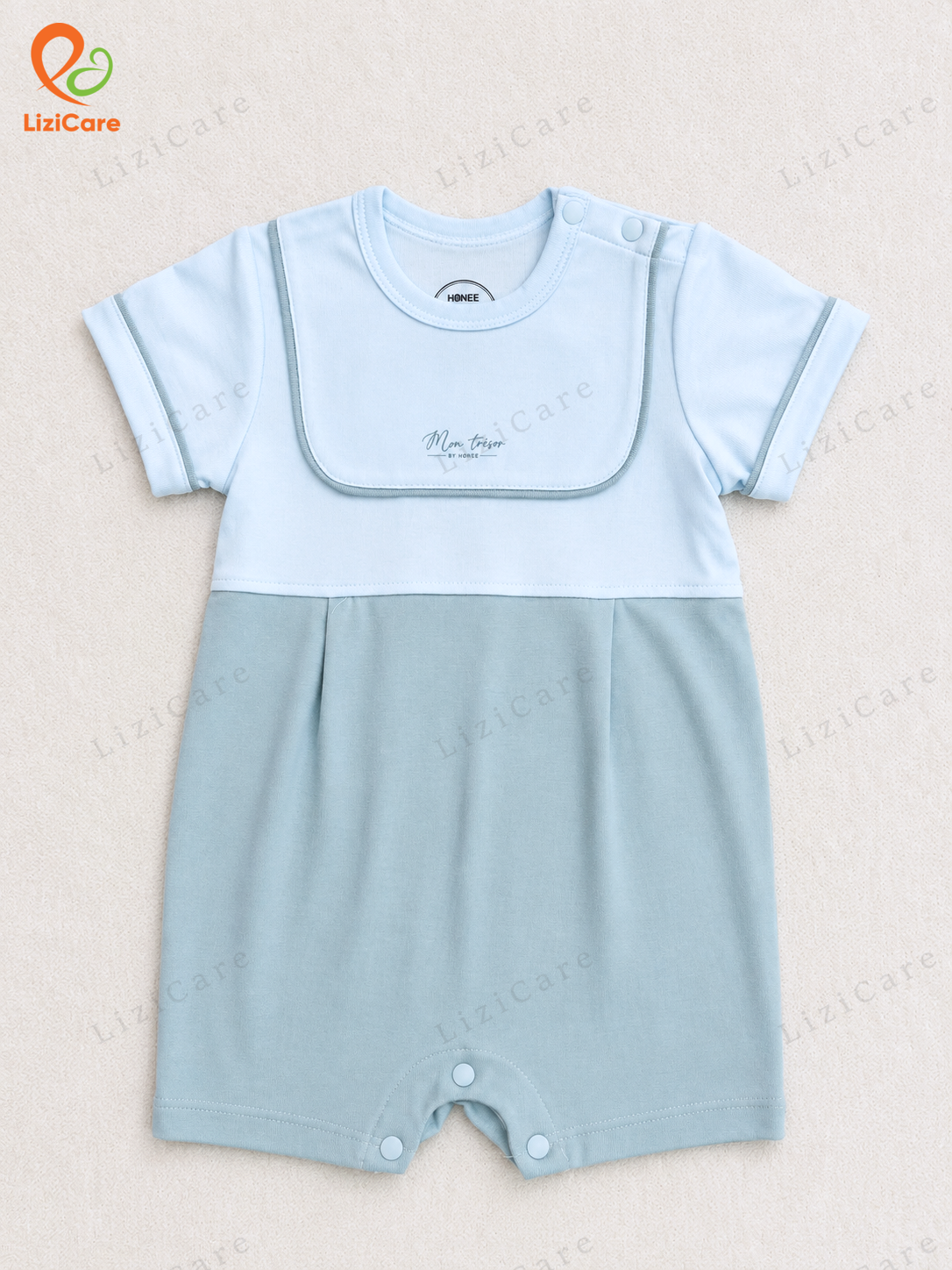 Body cộc phối lé Hrnee xanh 3-6M (Mon Trésor by honee)