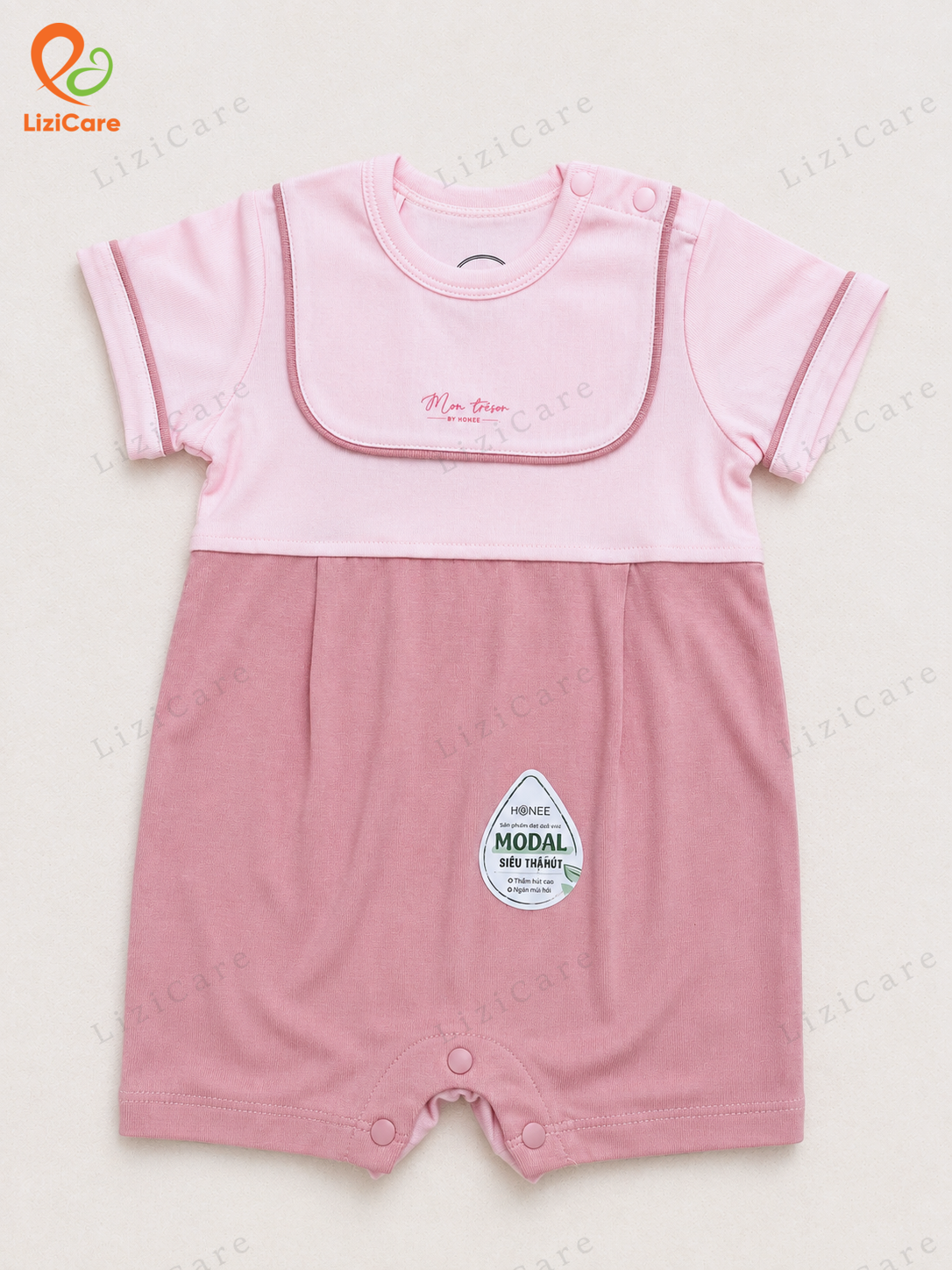 Body cộc phối lé Hrnee hồng 3-6M (Mon Trésor by honee)