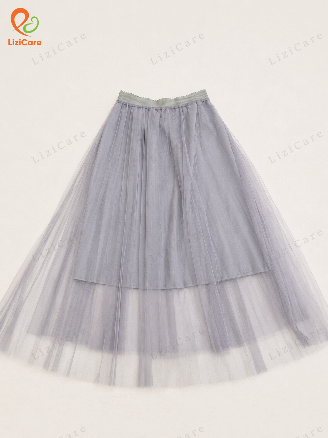 Chân váy lưới 2 lớp màu ghi tím size free size (M)