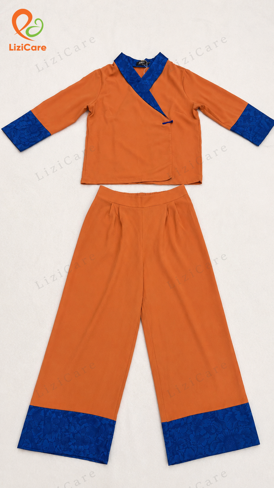 Bộ đi lễ chùa trơn màu cam nhạt size M(L)