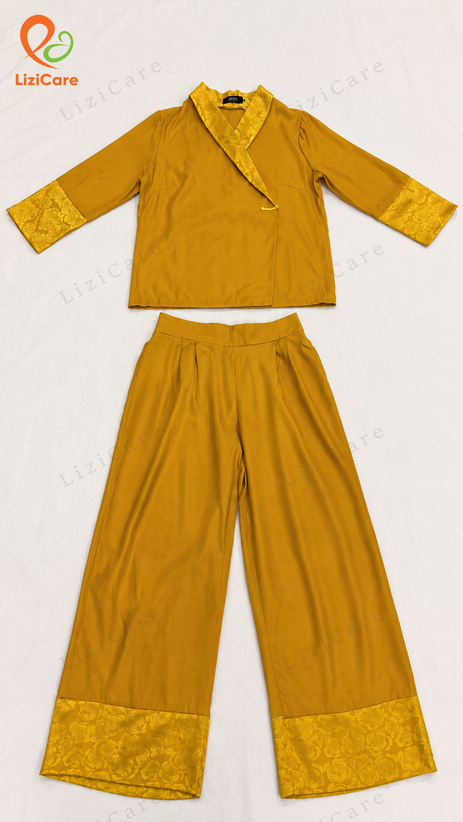 Bộ đi lễ chùa trơn màu vàng size M(L)