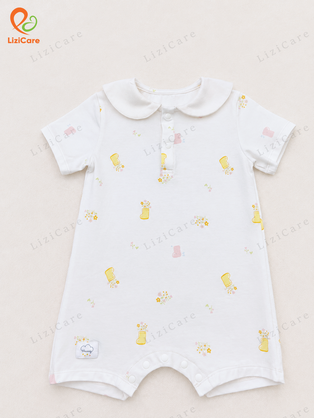 Body cộc cổ tai gấu Chaang Mưa ủng hoa 3-6M