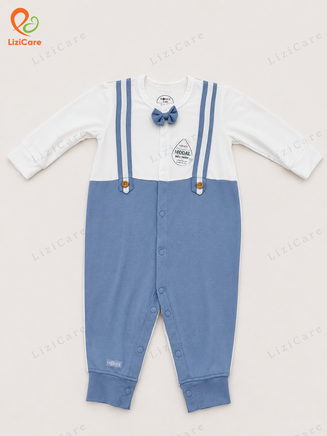 Body cài giữa Mr.Henry xanh cầm thạch size 3-6M