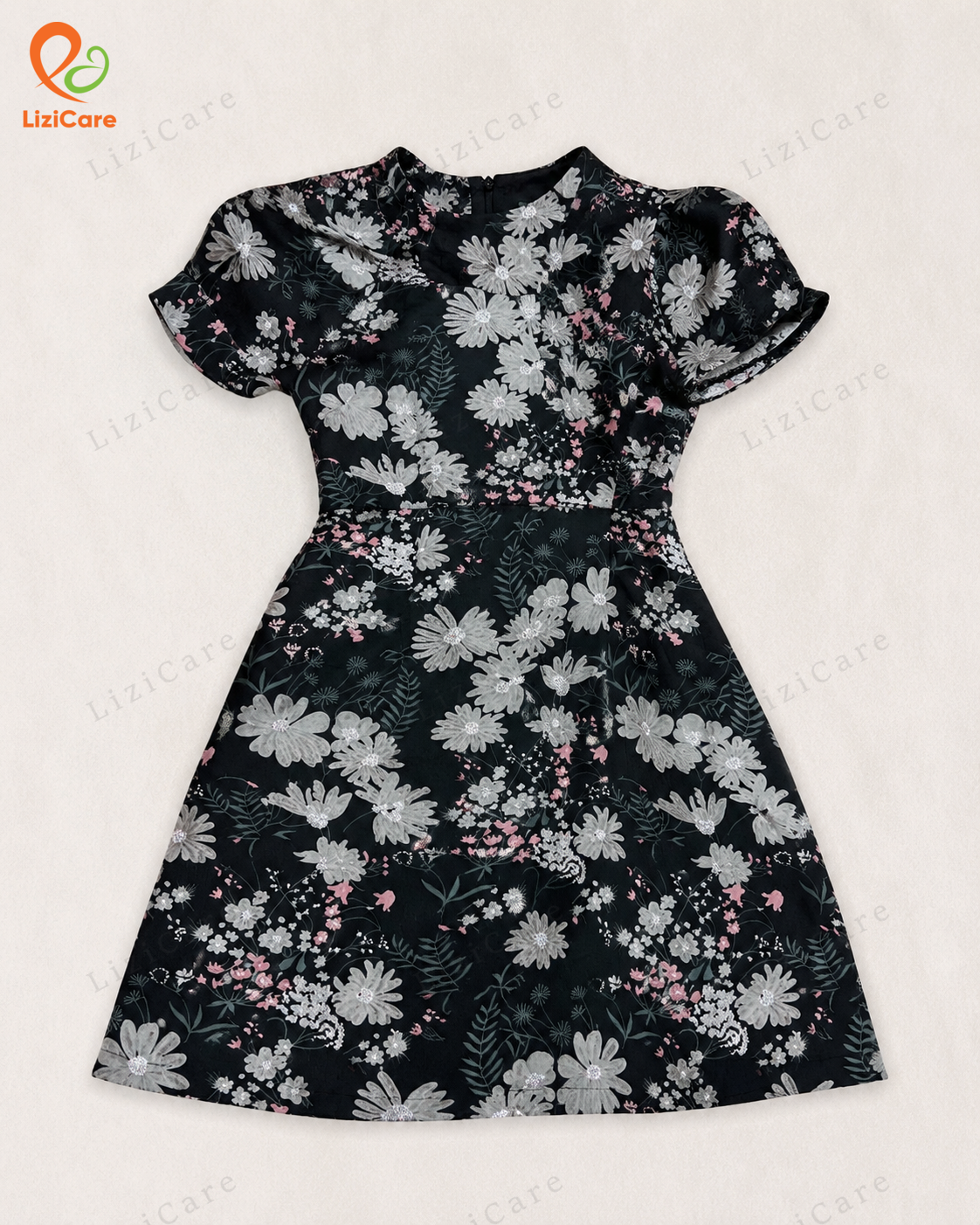Váy hoa gấm Dolce nền đen