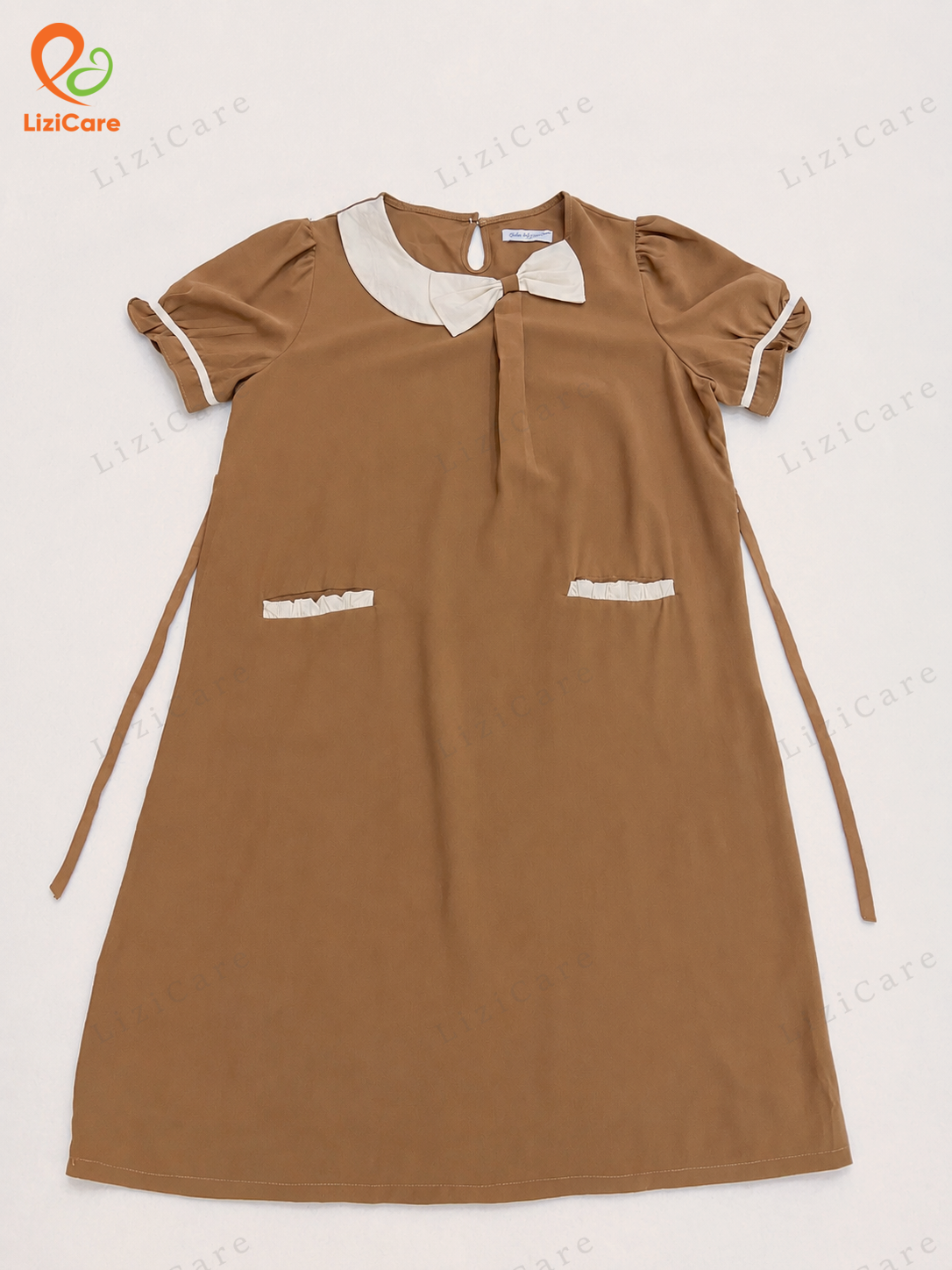 Kids mommy-Váy bầu cổ nơ nâu