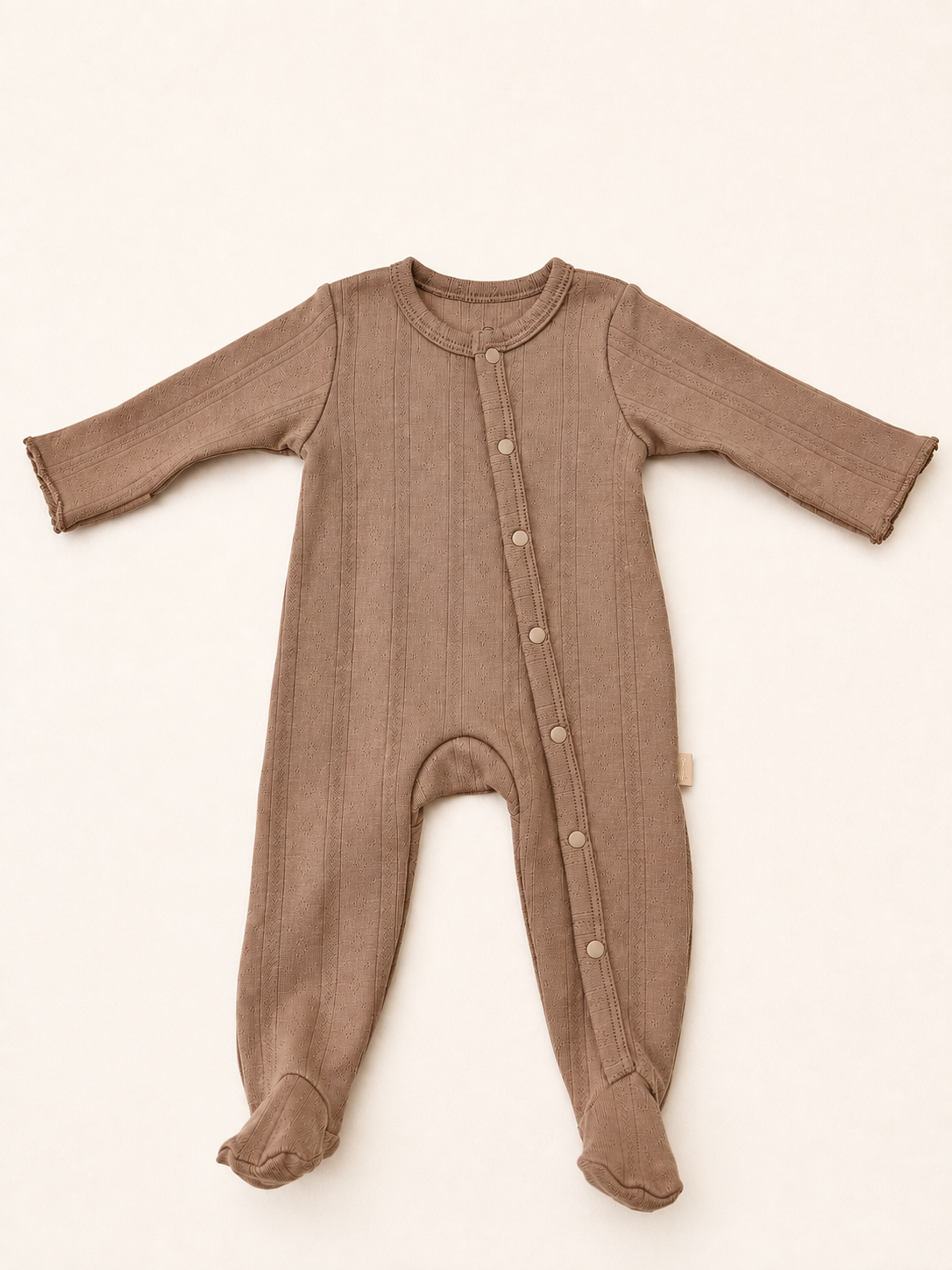 Bubaby-Body dài tay cài chéo Siro Jacquard nâu NB