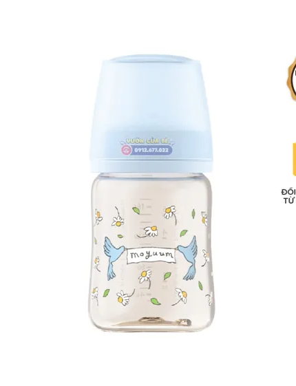 Bình sữa Moyuum Hàn 170lml hoa cúc chim xanh -Núm số 1