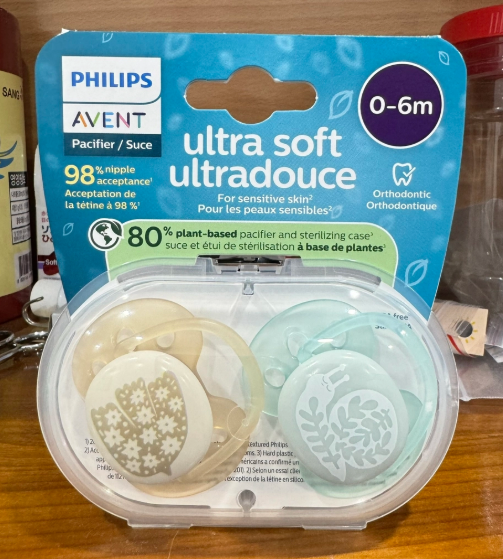 Ti giả Philips Avent Ultra soft Ultradouce Anh 0-6M ốc sên trắng+chim nhạn nâu