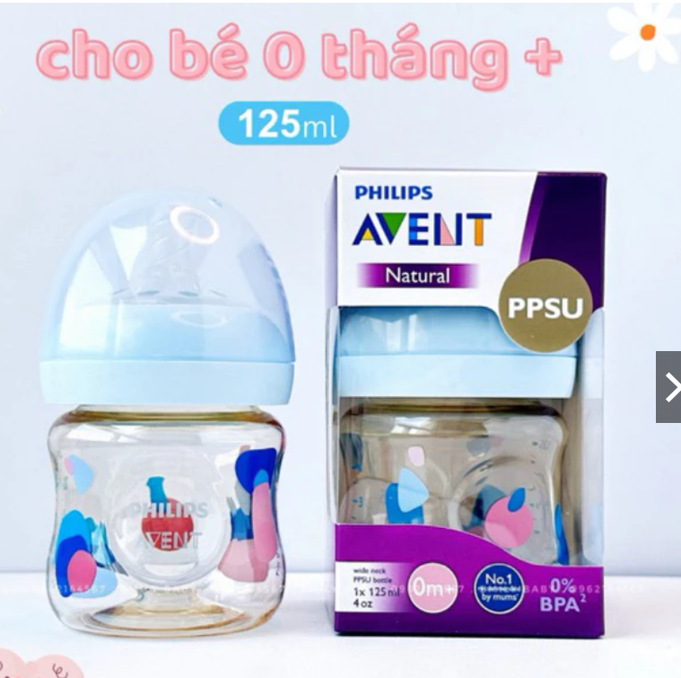 Bình sữa Philips Avent PPSU Anh 125ml cầu vồng núm 1 (0M+) mã mới