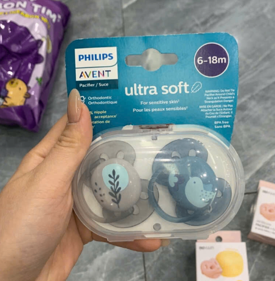 Ti giả Philips Avent Ultra soft Anh 6-18M lá ghi+chim xanh