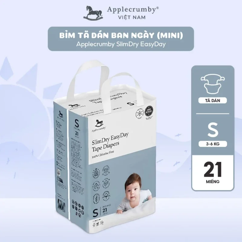 Bỉm ngựa Applecrumby Malaysia ngày mini dán