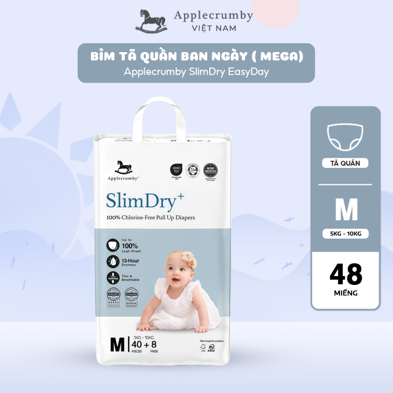 Bỉm ngựa Applecrumby Malaysia ngày mega quần M40+8 (5-10kg)