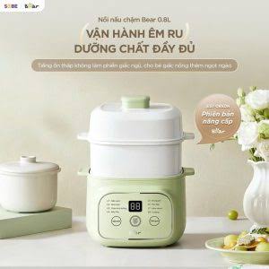 Nồi nấu chậm Bear vuông 0.8L màu xanh EST-085DH (bản Việt)