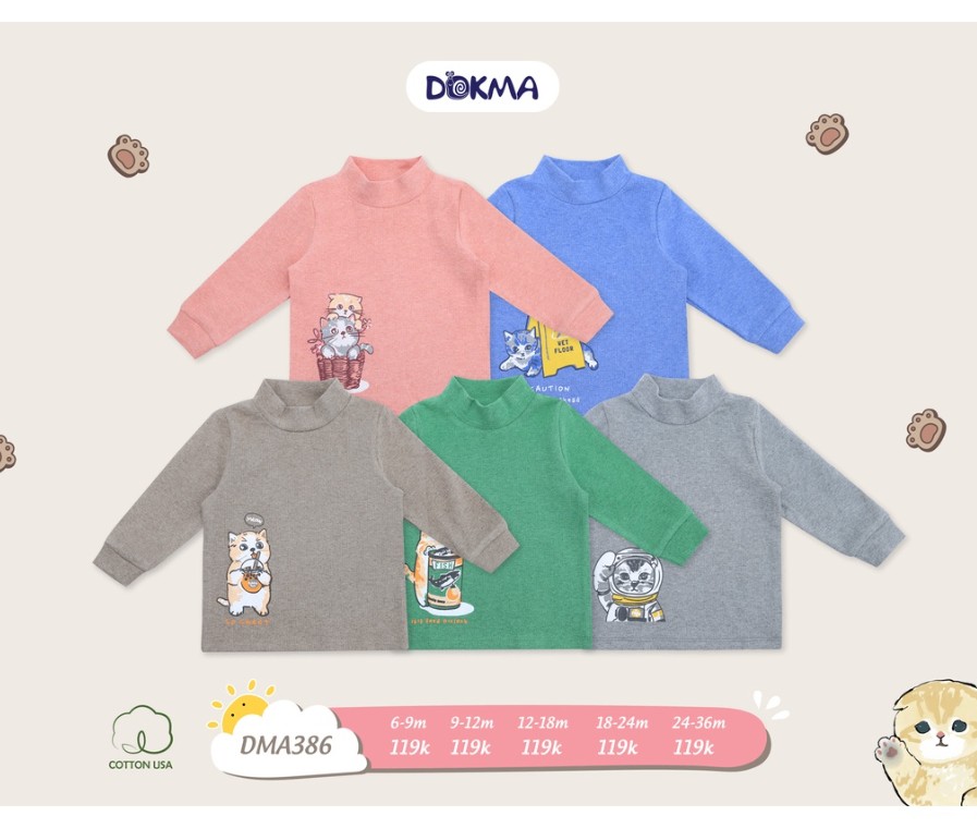 Dokma- Áo cổ 3m dày - Xám 24-36M (DA386)