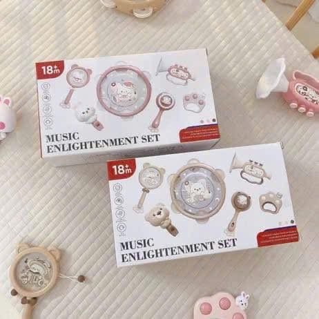 Bộ đồ chơi xúc xắc màu hồng/be 18M+