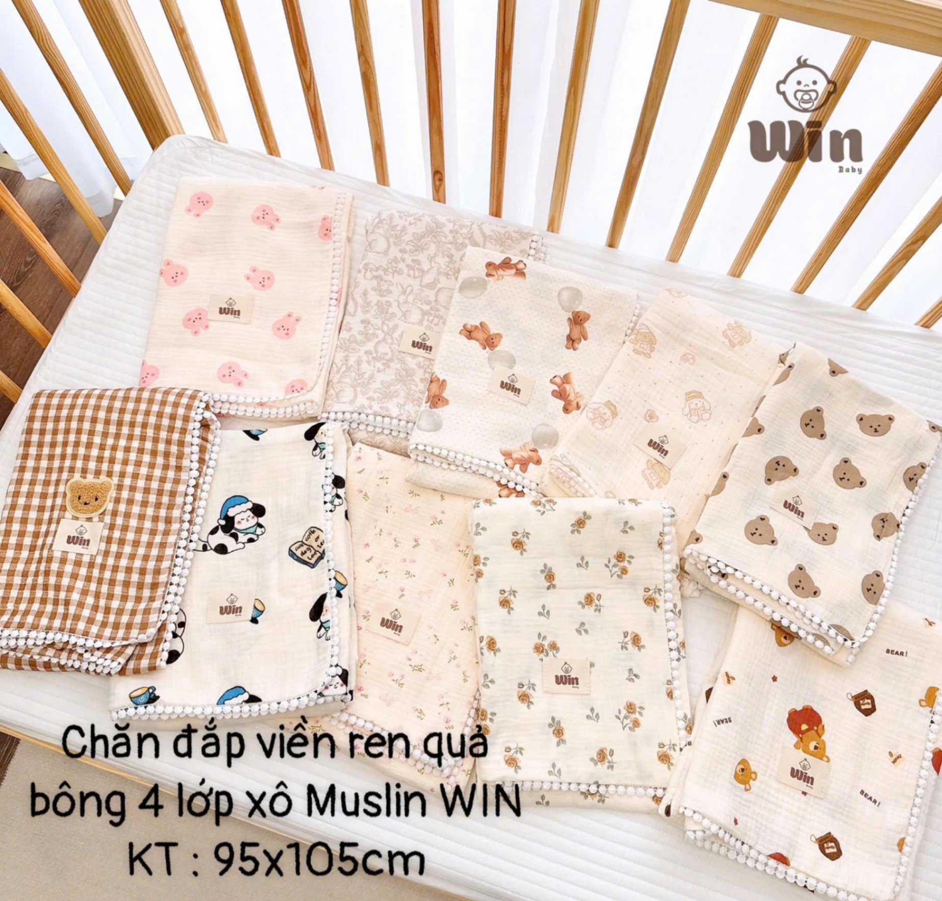Chăn đắp viền ren Win