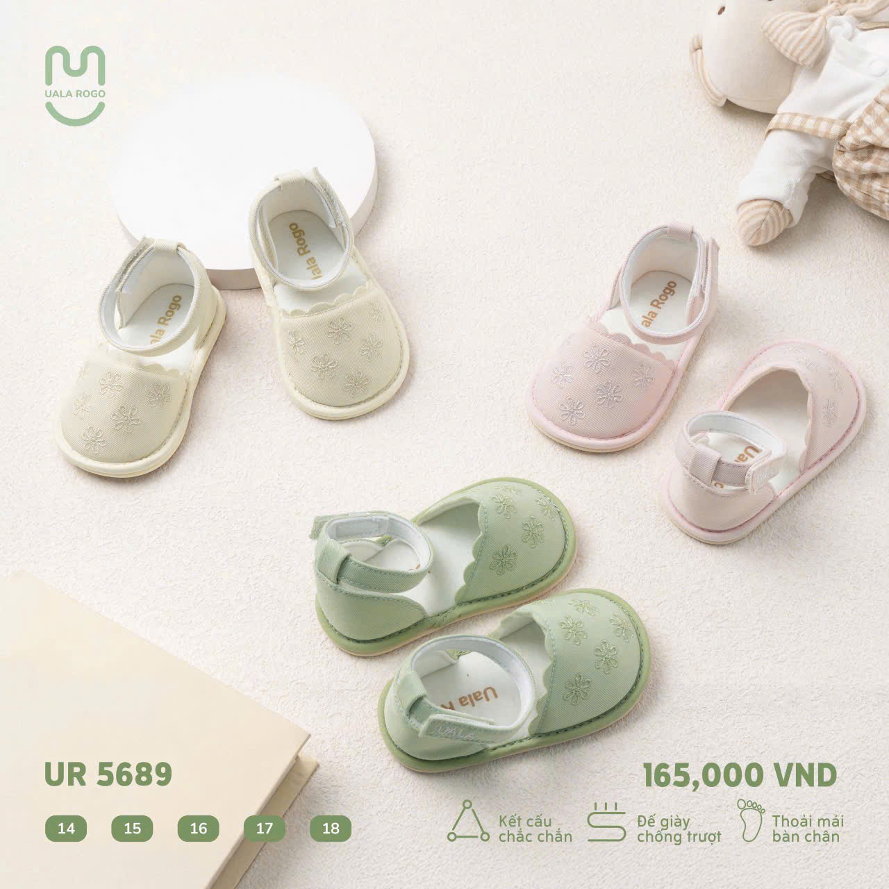 Dép tập đi Ualarogo UR5689 hoa hồng