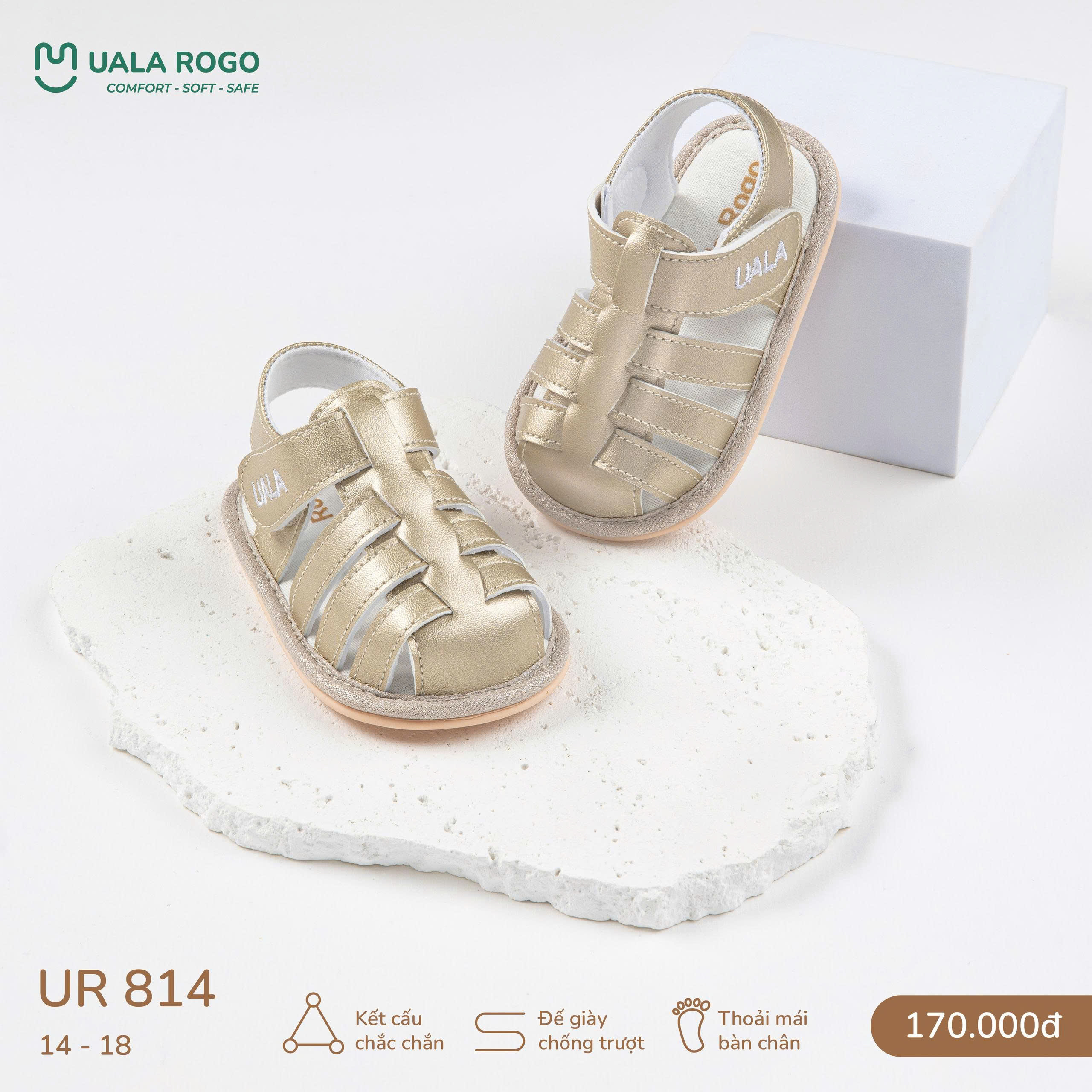 Dép tập đi Ualarogo UR814 da vàng