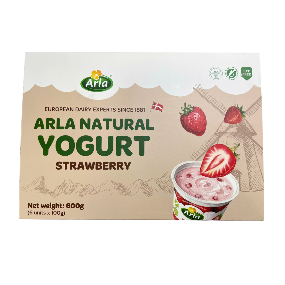 Sữa chua ít béo tự nhiên Arla vị dâu tây 6x100g 1Y+
