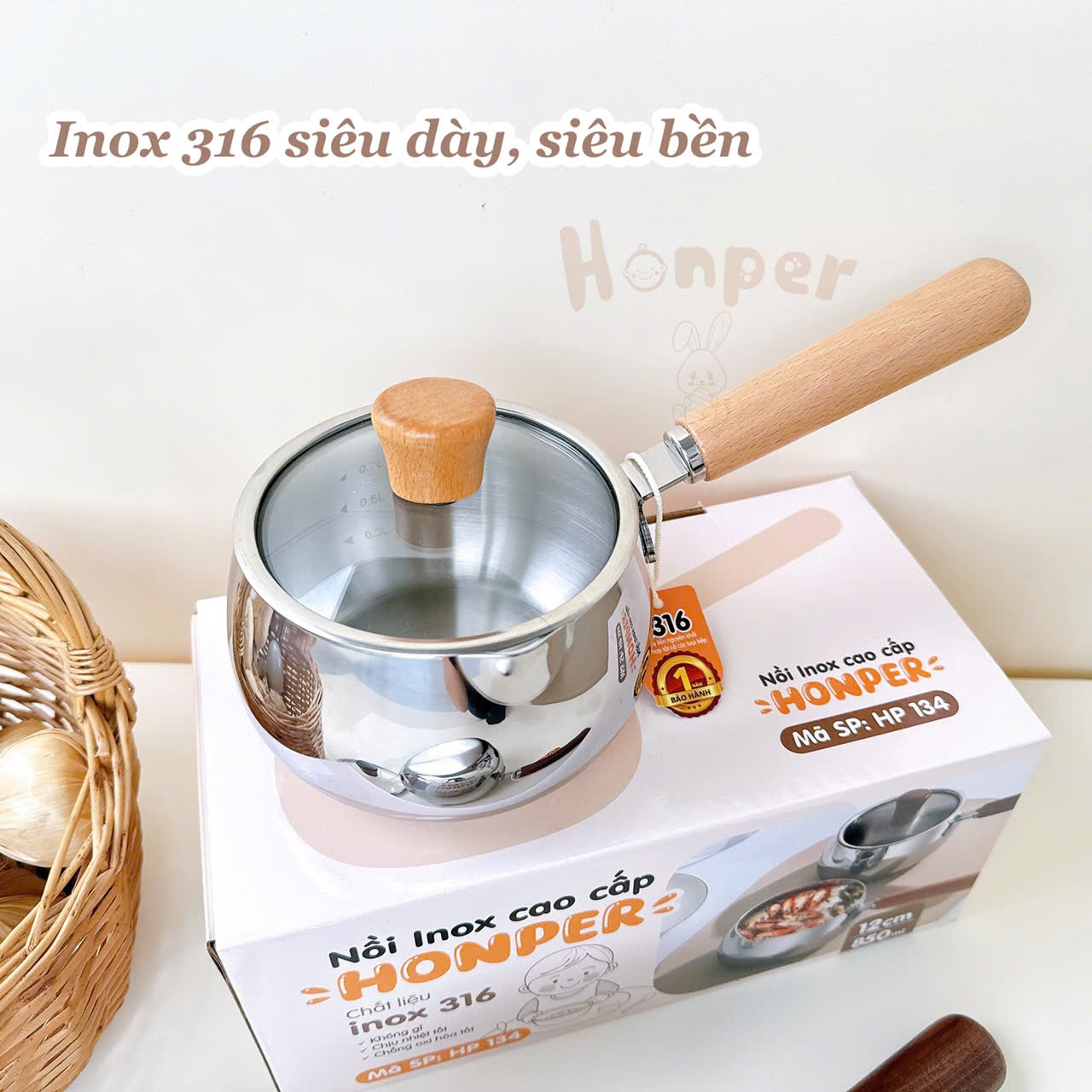Nồi inox cao cấp Honper 14cm HP135