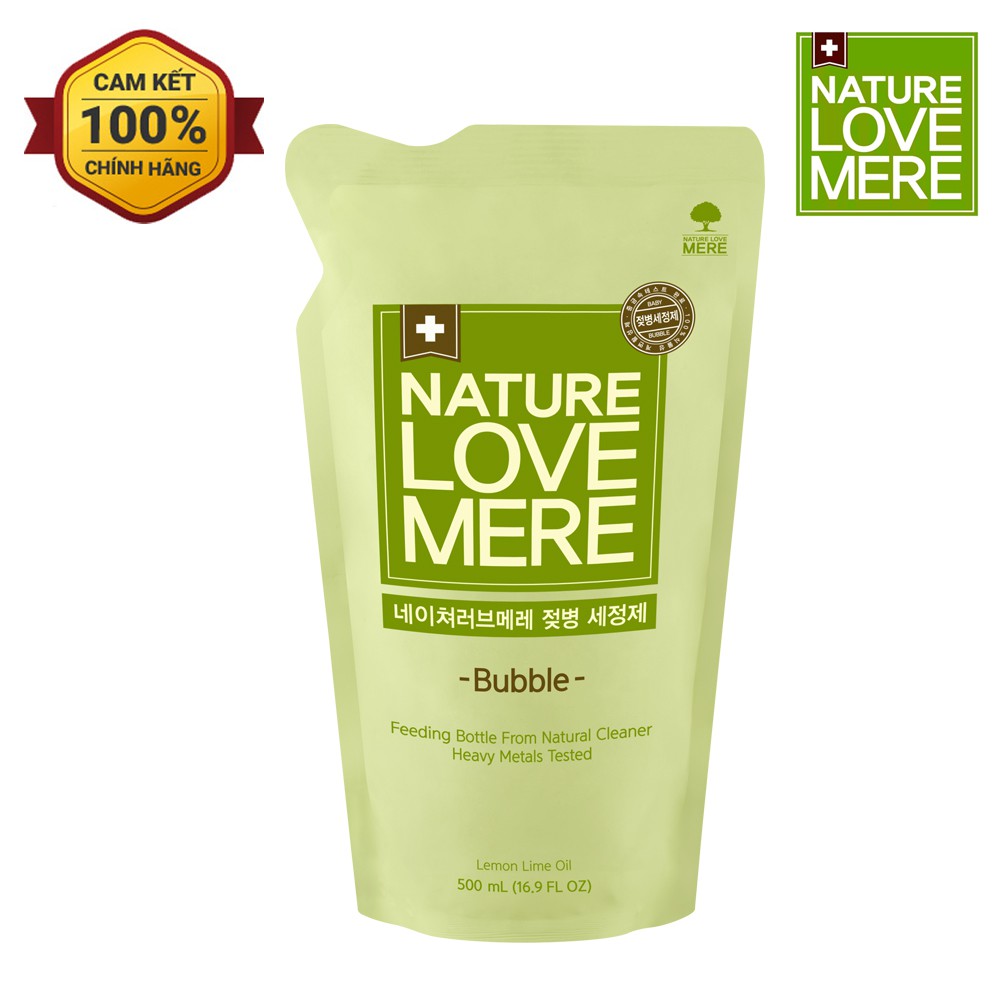 Nước rửa bình sữa cho trẻ em Nature Love 500ml dạng túi
