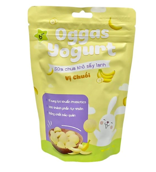 Sữa chua khô sấy lạnh Oggas yogurt 18g vị chuối 6M+