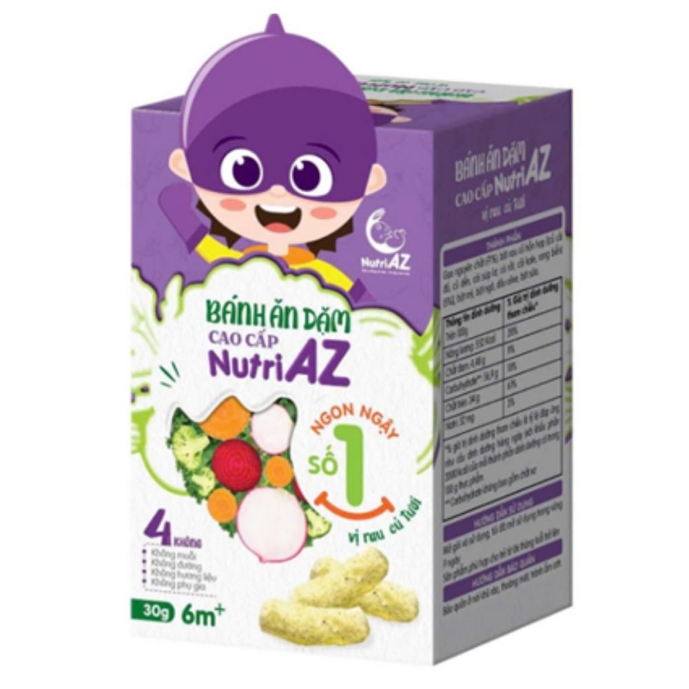 Bánh ăn dặm Nutri AZ Việt 30g vị rau củ tươi 6M+