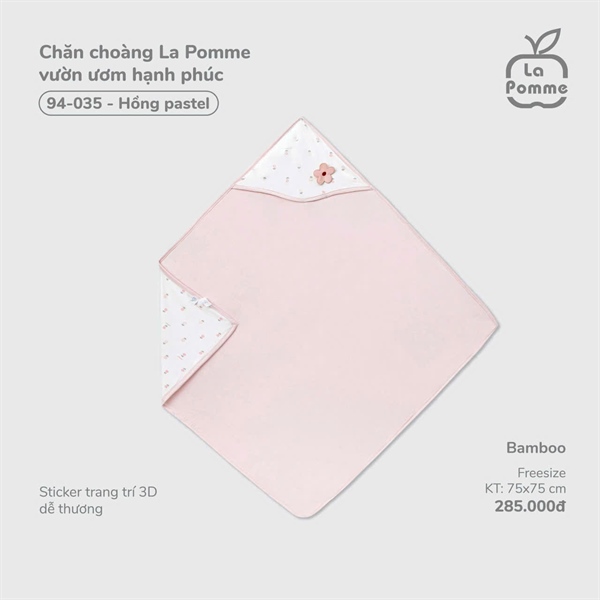 Chăn choàng La Pomme vườn ươm hạnh phúc - Hồng Pastel