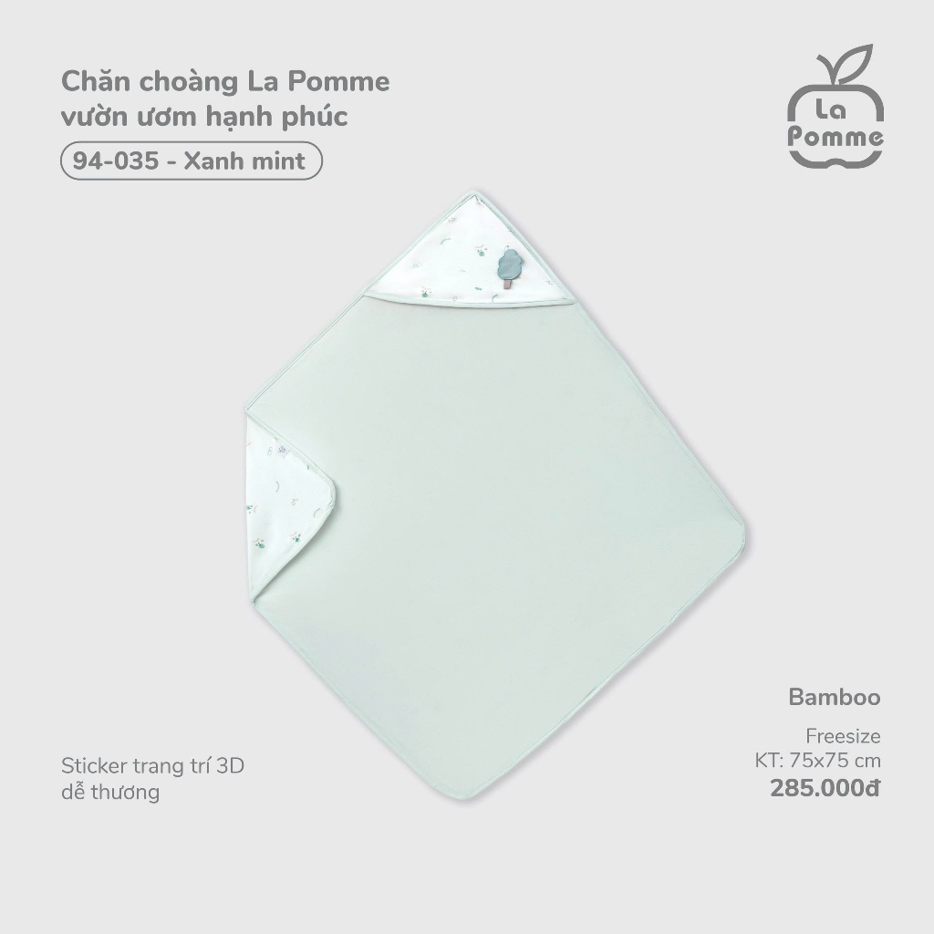 Chăn choàng La Pomme vườn ươm hạnh phúc - Xanh Mint