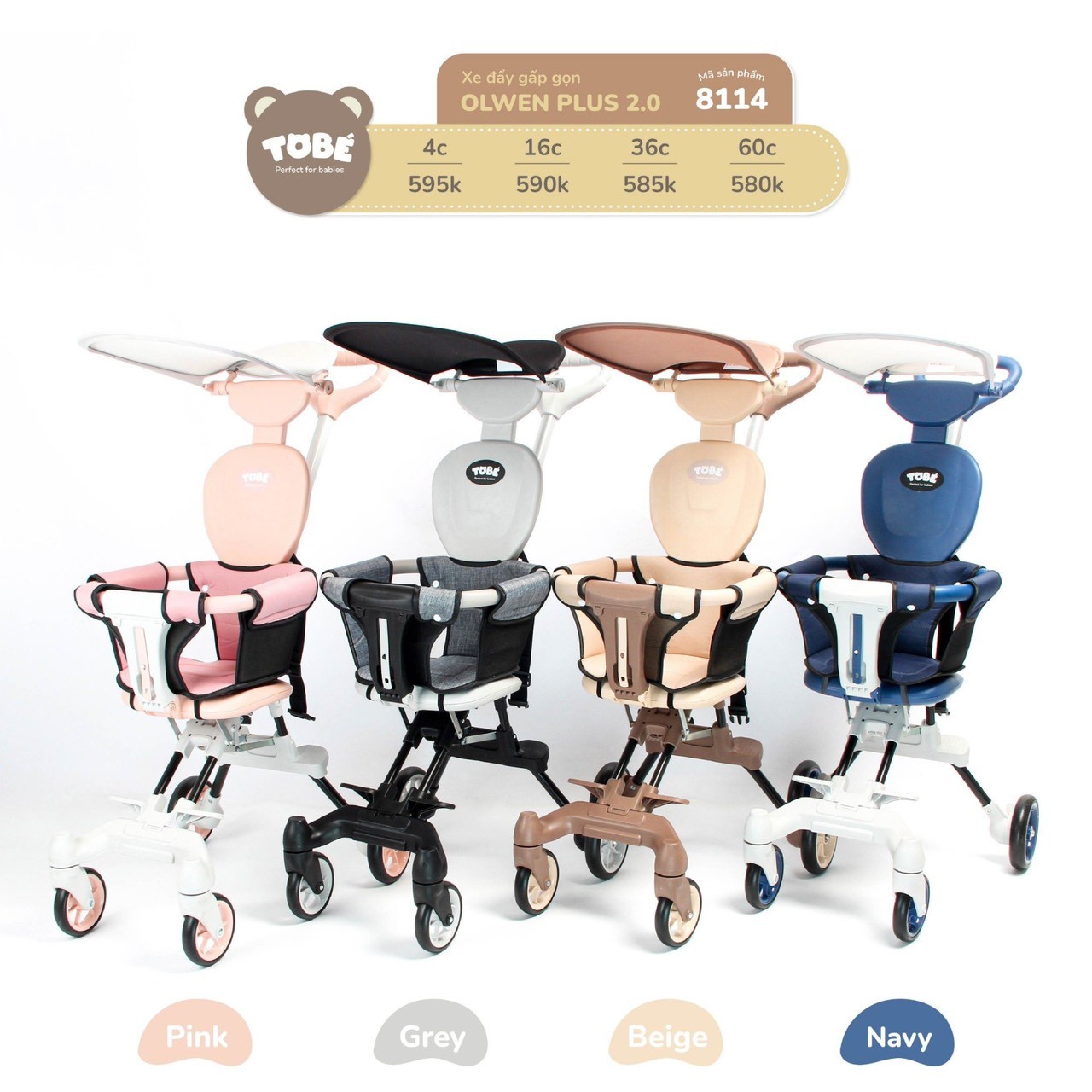Xe đẩy TOBE Olwen Plus 2.0 mã 8114 màu xanh