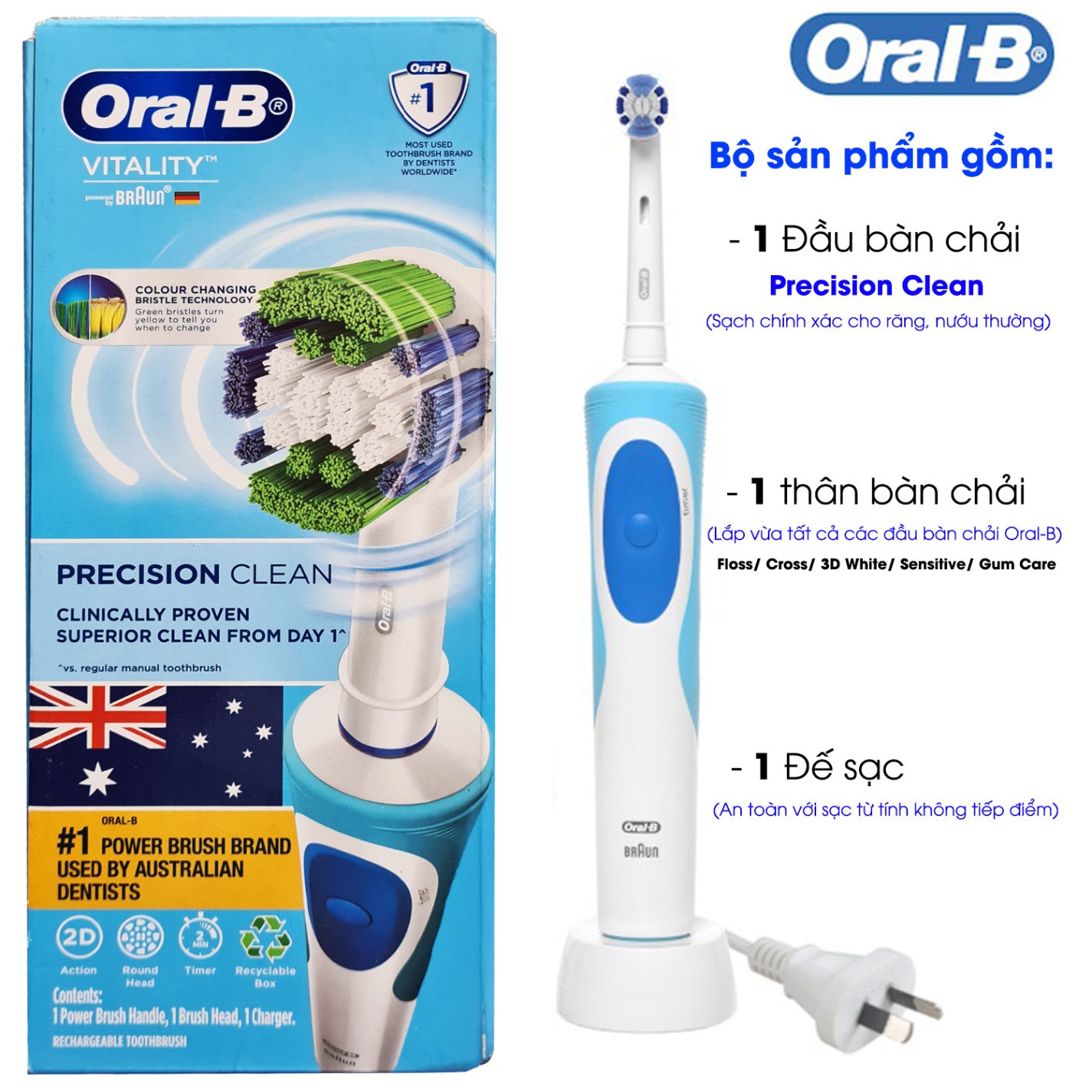 Bàn chải điện Oral B Úc VItality Plus Precision Clean