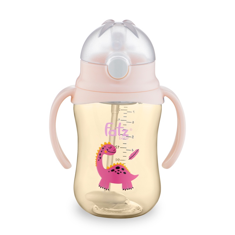 Bình tập hút 2 tay cầm Fatz Tritan 250ml hồng 6M+