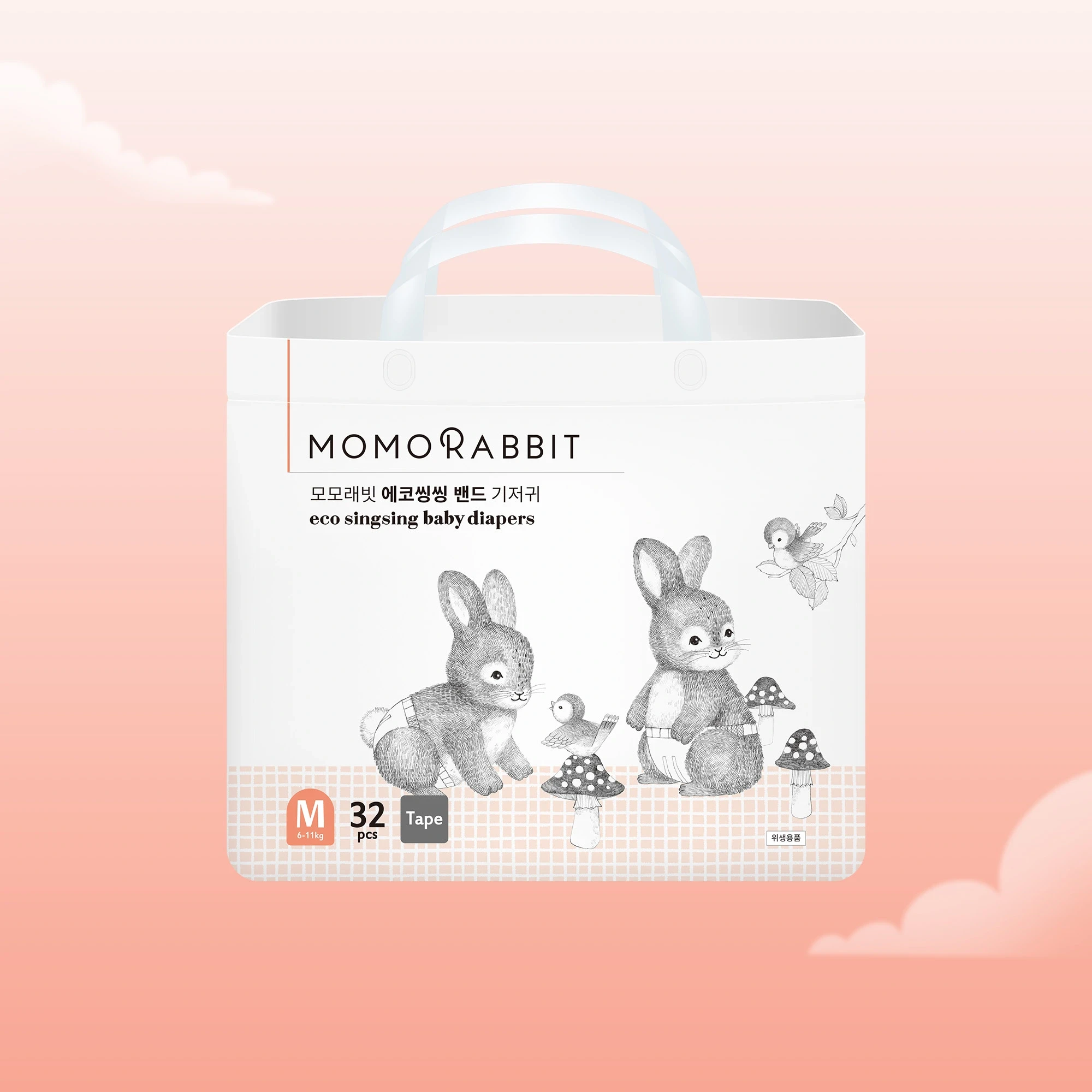 Bỉm Momo Rabbit Eco singsing Hàn Dán M32 (6-11kg)