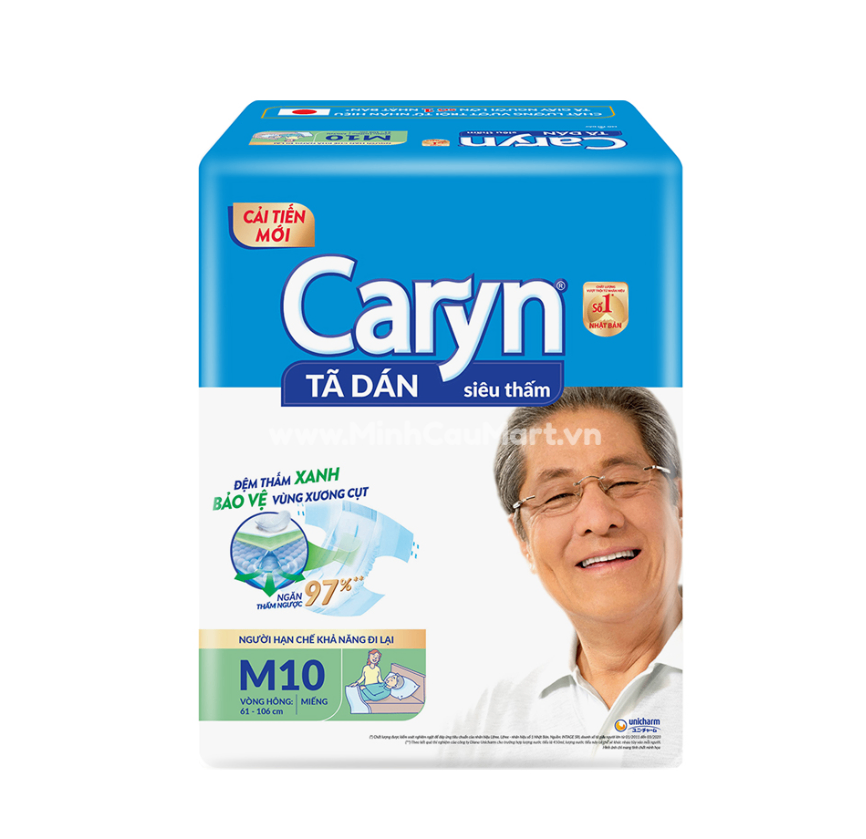 Tã dán Caryn Việt Nam size M10 (61-106cm)