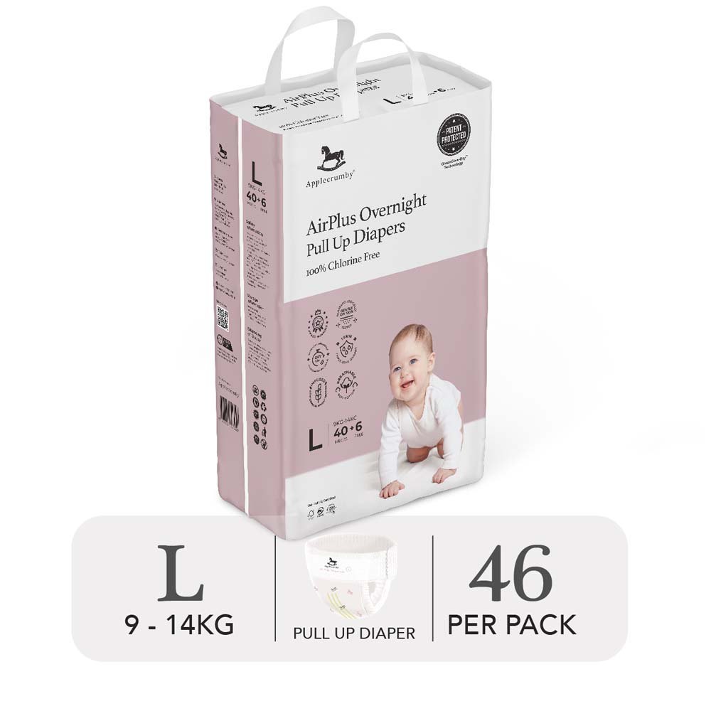 Bỉm ngựa Applecrumby Malaysia đêm mega quần L40+6 (9-14kg)