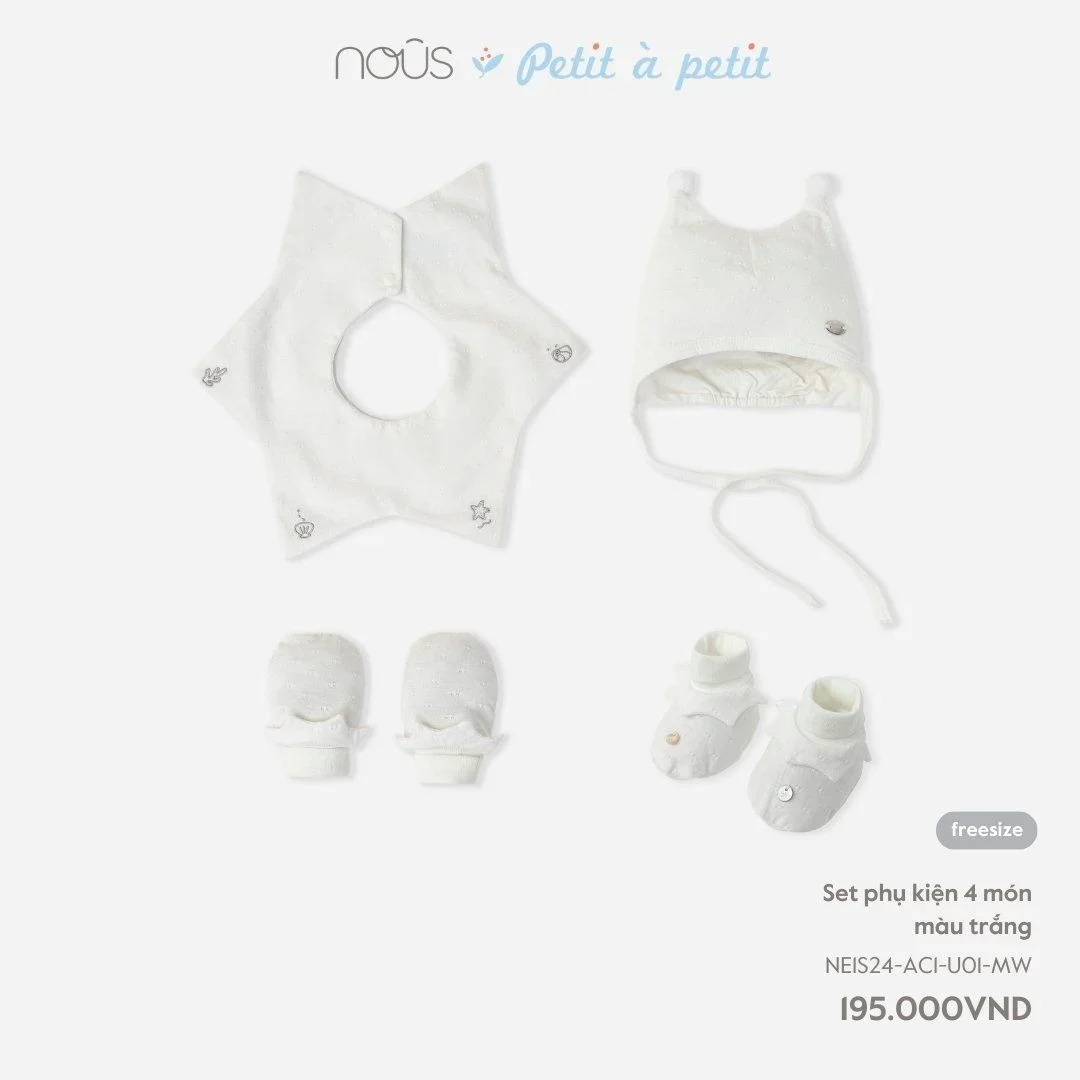 Nous-Set phụ kiện 4 món màu trắng 0-3M