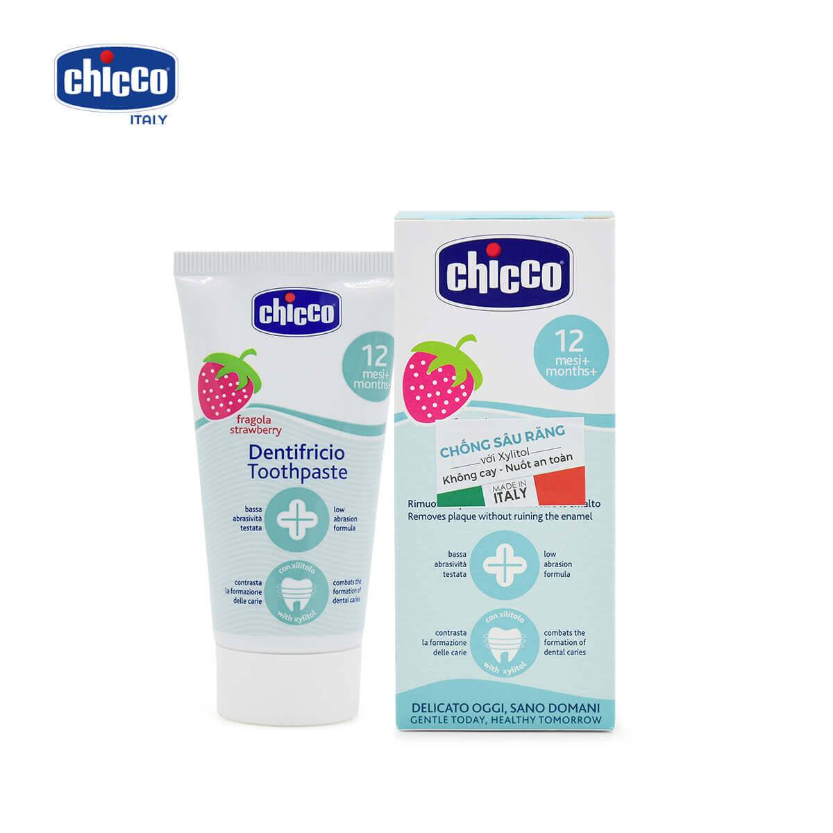 Kem đánh răng Chicco Italy hương Dâu 50ml (1Y+)