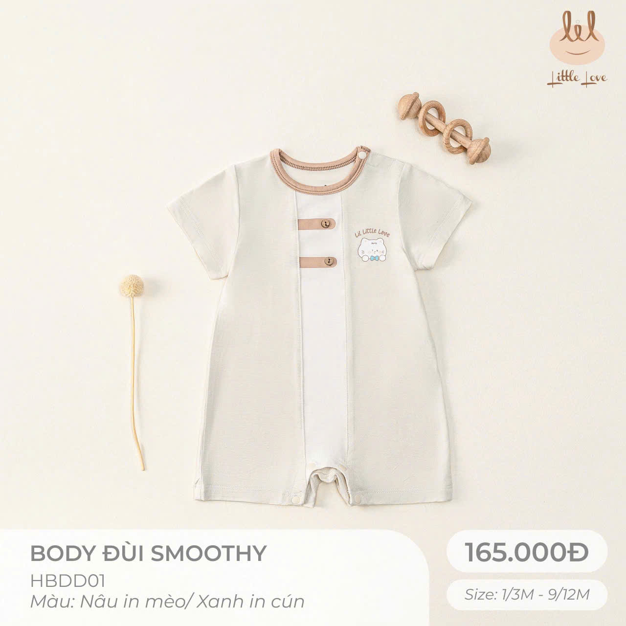 Body đùi Swoothy Little Love nâu in mèo