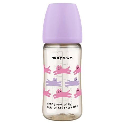 Bình sữa Moyuum Hàn 270ml mèo tím -núm số 2
