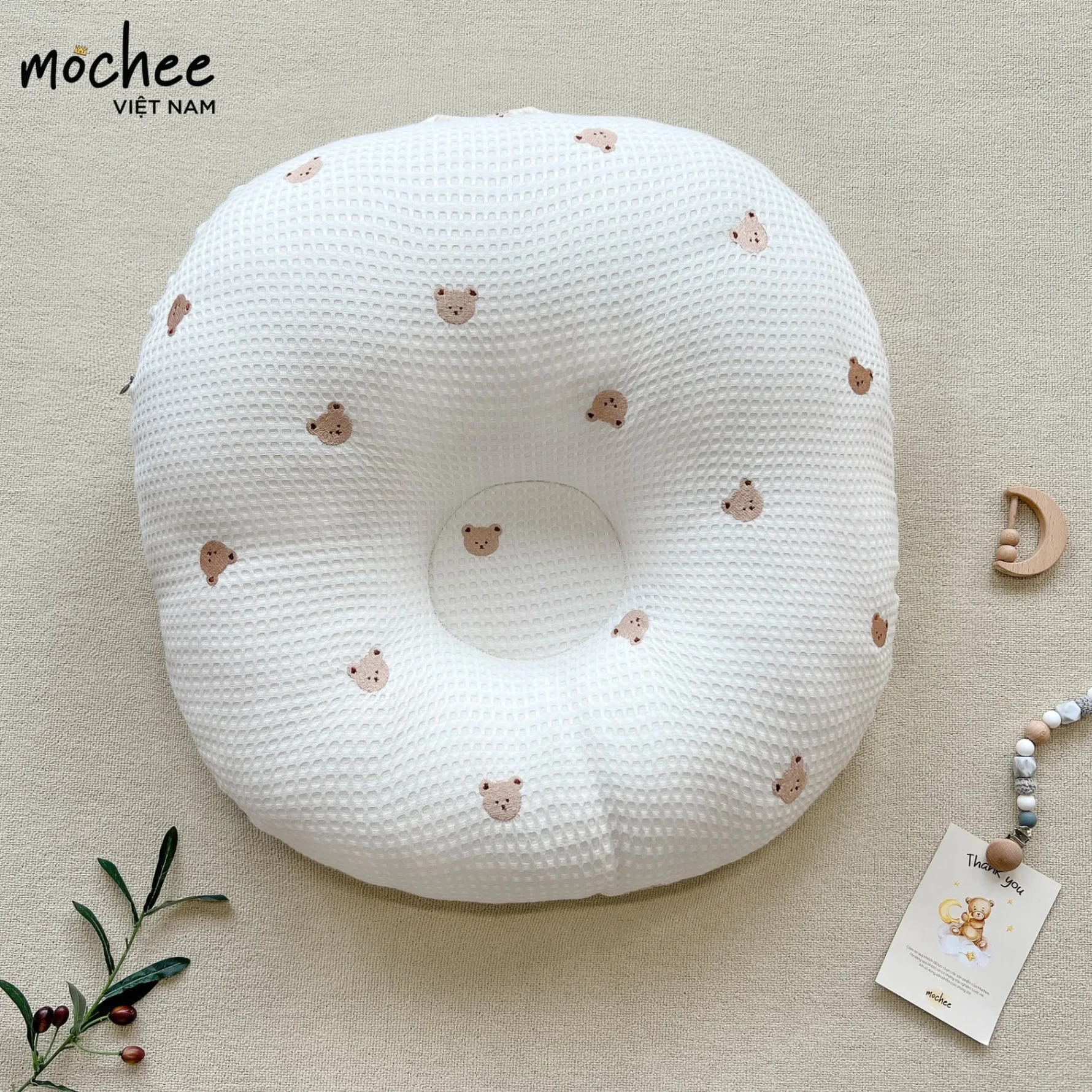 Gối chống trào ngược Mochee tròn lỗ ( ruột +vỏ)