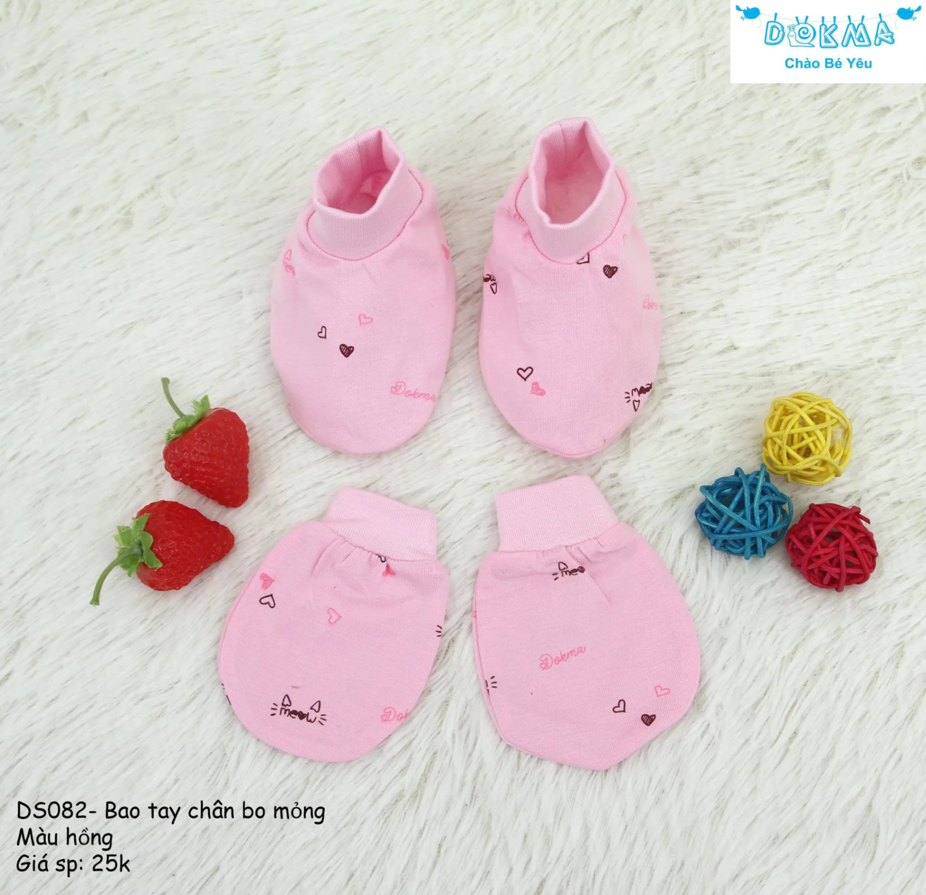 Dokma-Bao tay chân bo mỏng DS082 hồng