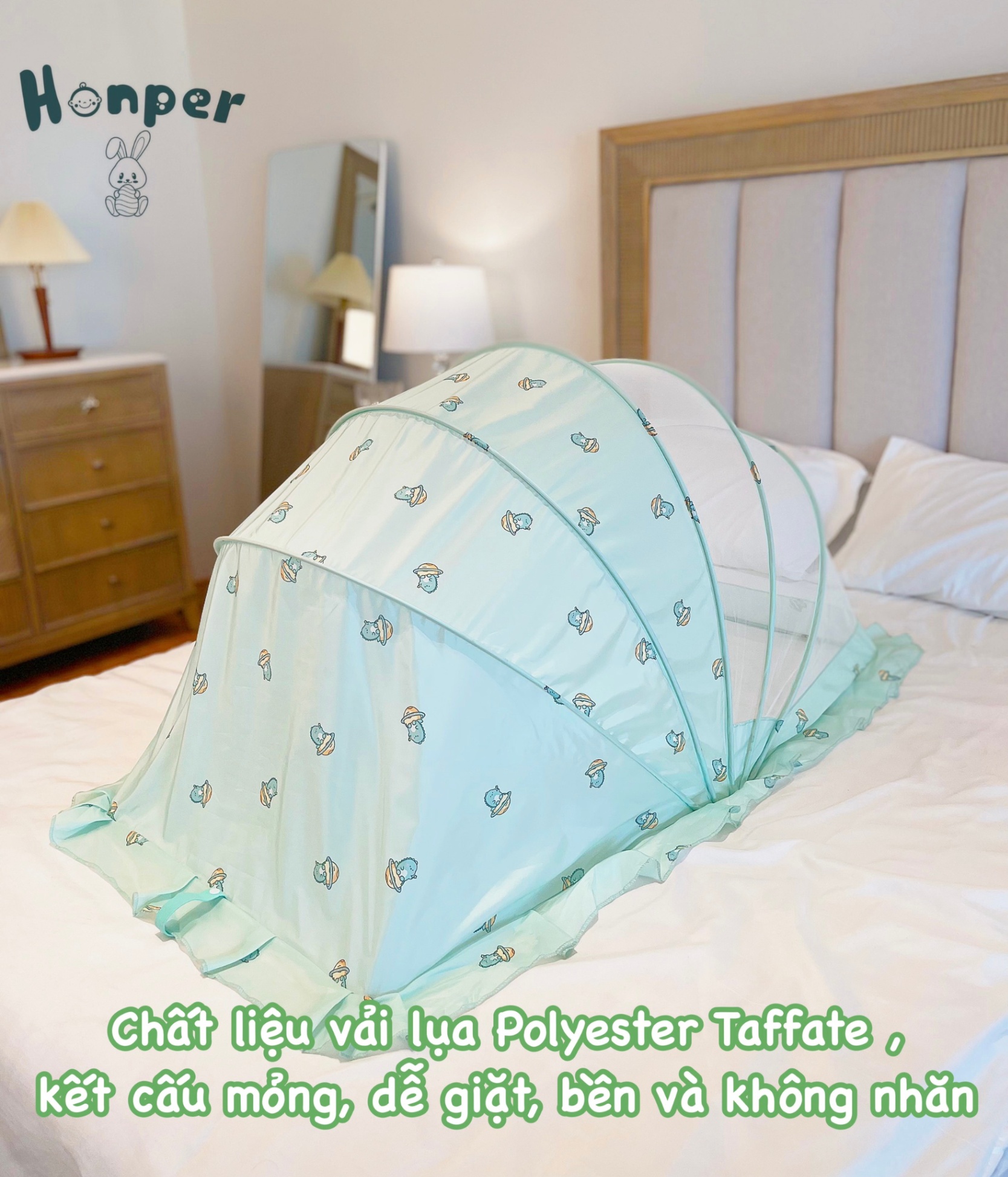 Màn chụp gấp gọn Honper HP313 xanh 120*60*65cm
