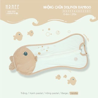 Hrnee-Nhộng chũn Dolphin bamboo be cổ nâu 3-6M