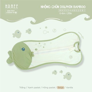 Hrnee-Nhộng chũn Dolphin bamboo be cổ xanh 3-6M