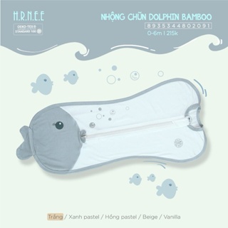 Hrnee-Nhộng chũn Dolphin bamboo trắng 3-6M