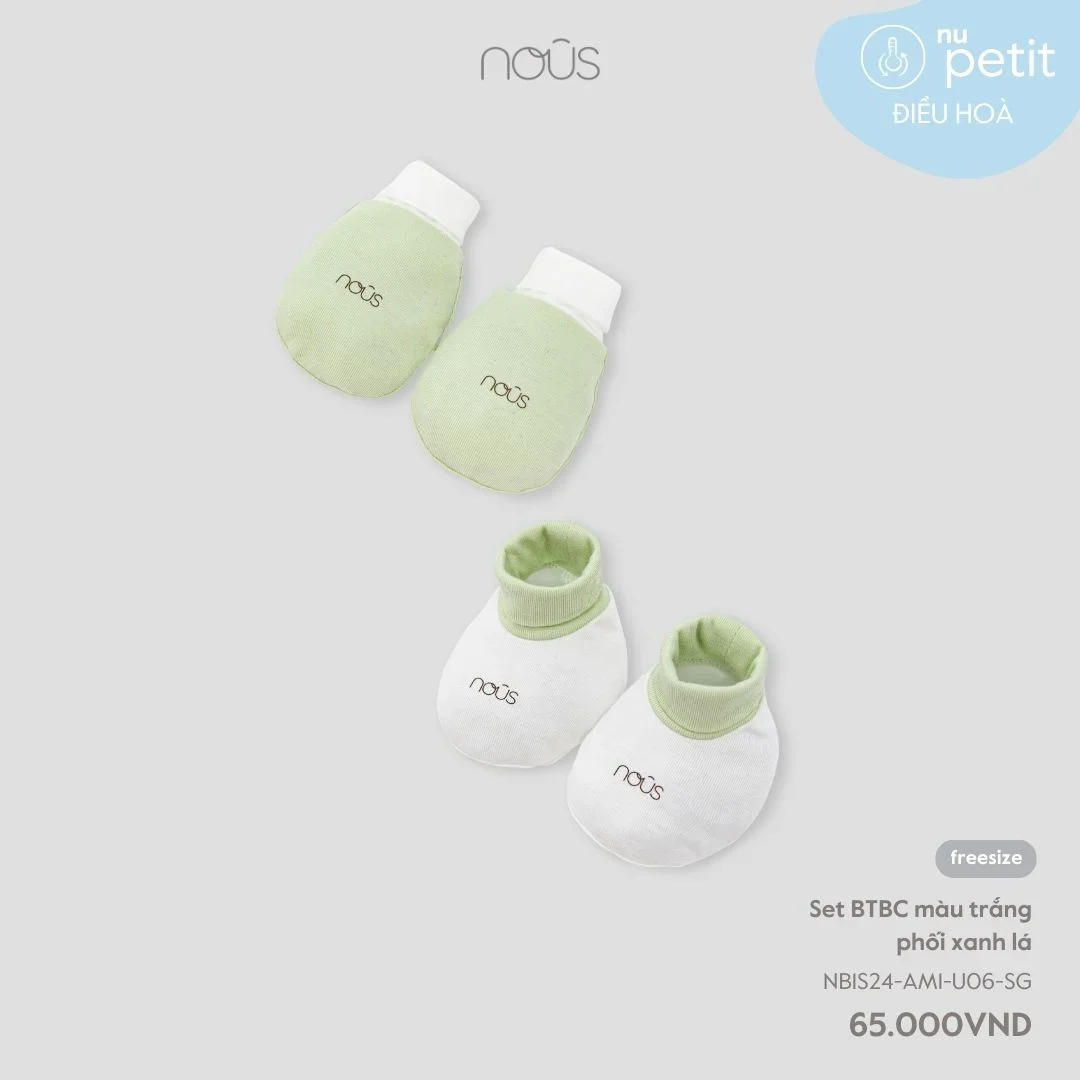 Nous - Set BTBC màu trắng phối xanh lá