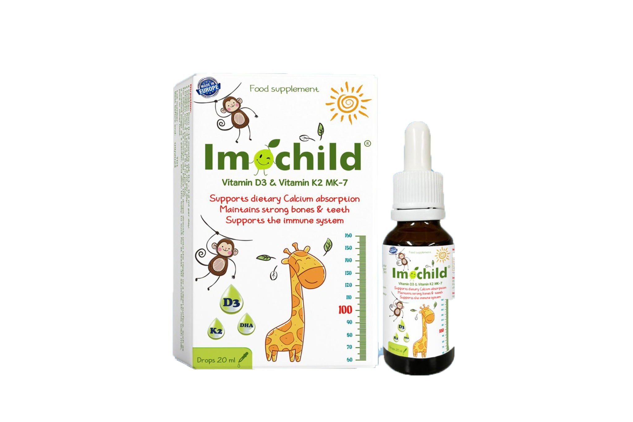 Siro bổ sung D3, K2 MK-7 Imochild Tây Ban Nha 20ml 0M+